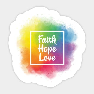 faith hope love rainbow brush Sticker